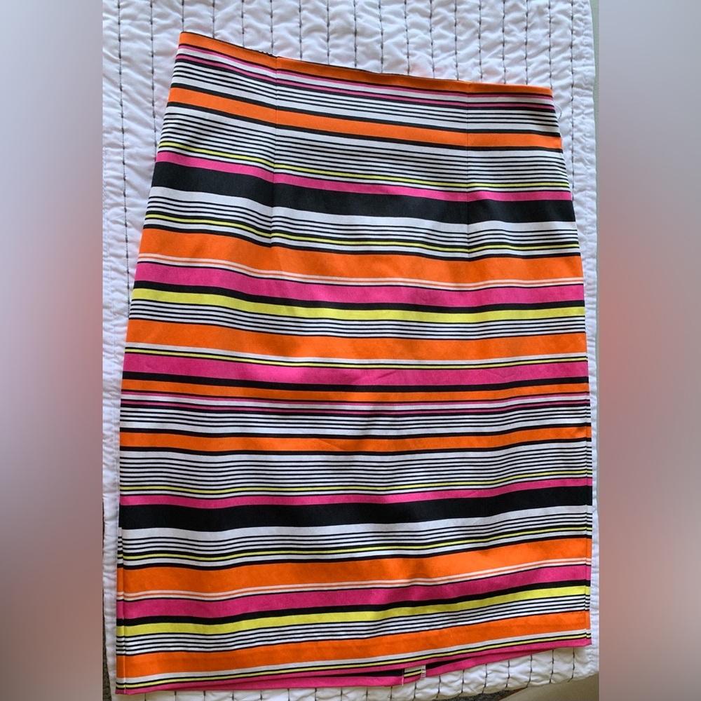 Worthington Skirt 8 Stripes Midi Pencil Zipper NWOT